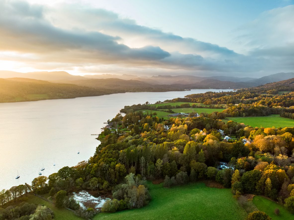 aerial view of lake windermere