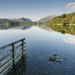 Landscape reflection in Grasmere Lake, Grasmere, Cumbria, UK